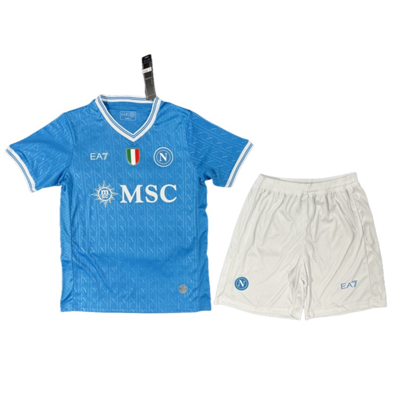 Conjunto de fútbol Infantil Napoli 2025-26 — Local, versión aficionado, bleu 1