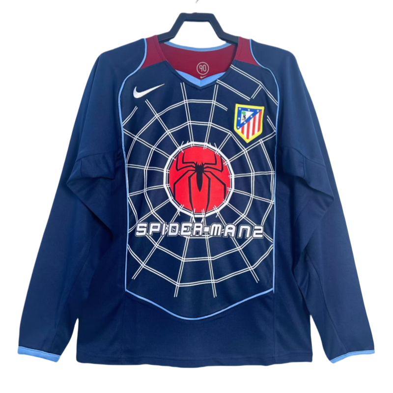 قميص كرة قدم كلاسيكي Atletico Madrid 2004-05 — خارجي, كم طويل 1